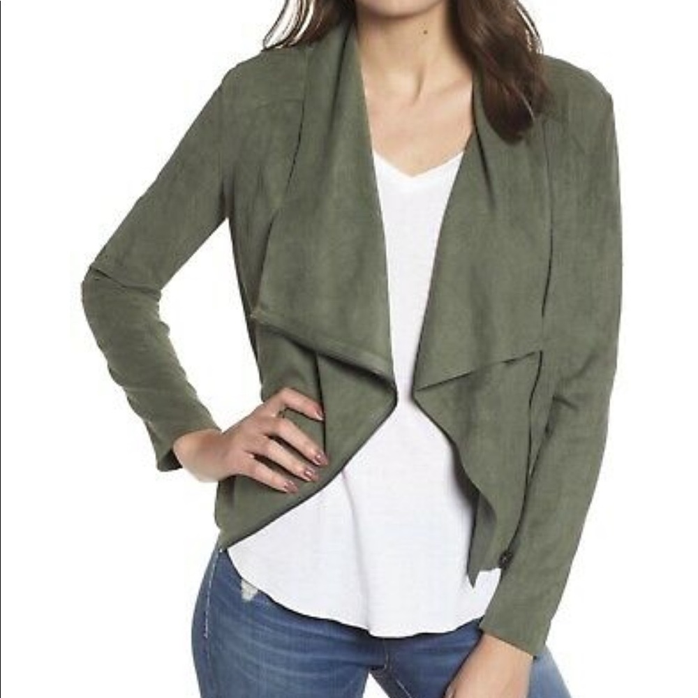 Blank NYC Olive Green Drape Long Sleeve Moto Size M